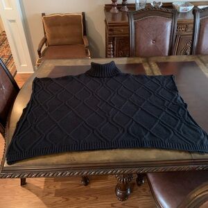 Look Collection Acrylic Turtleneck Poncho, One Size, Black
